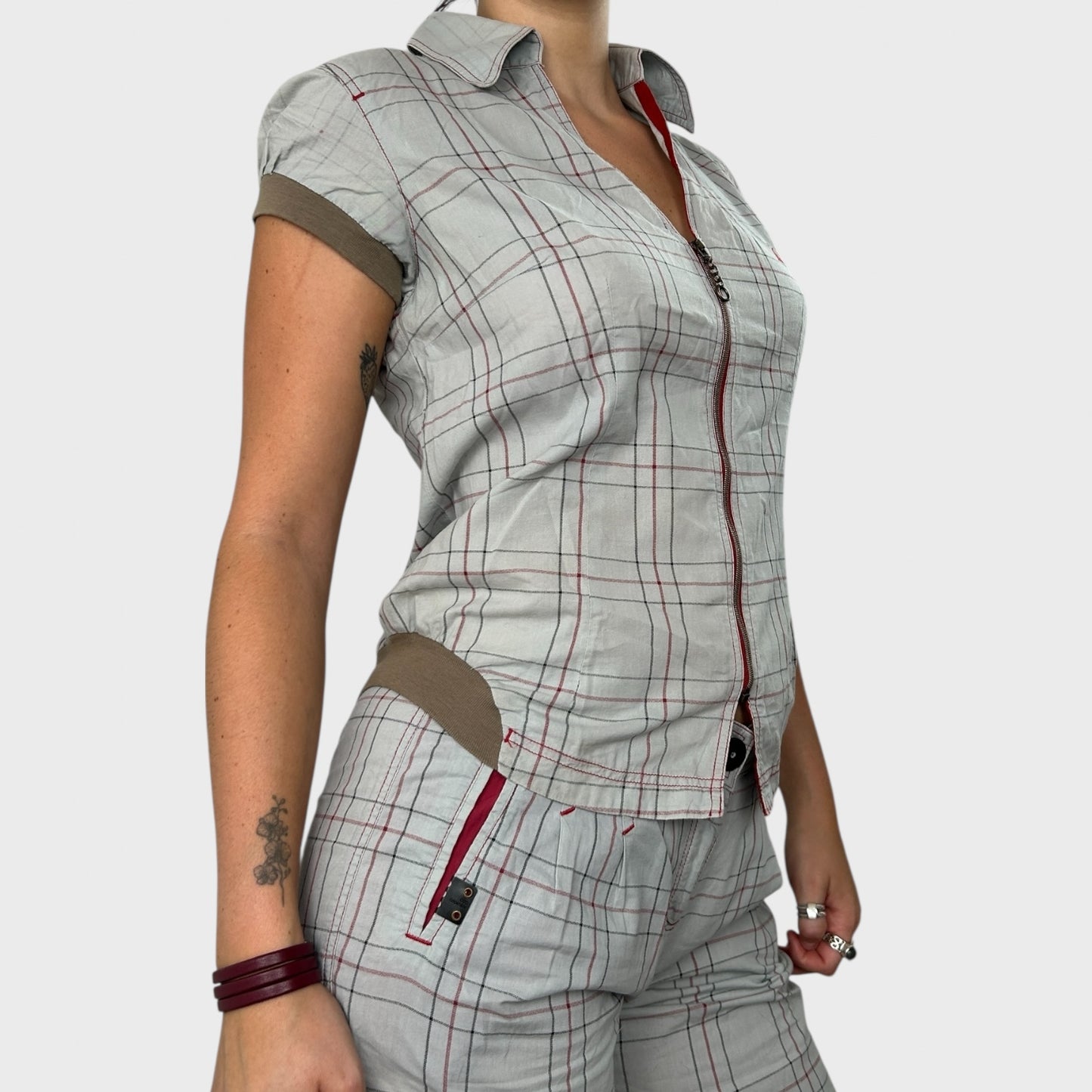 Cop Copine Check Zip Up Shirt - S