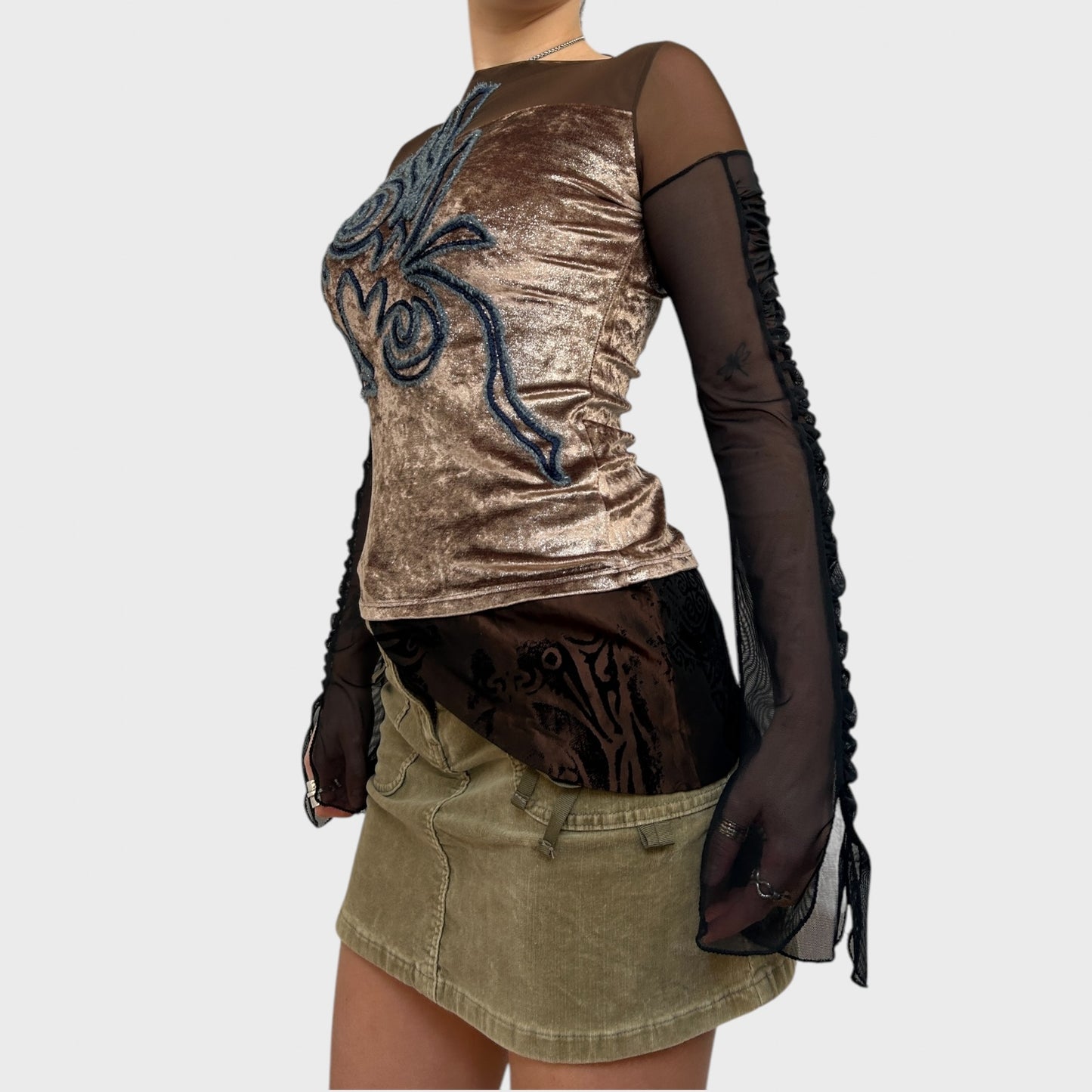 Save the Queen Bi-Material Long Sleeve Top