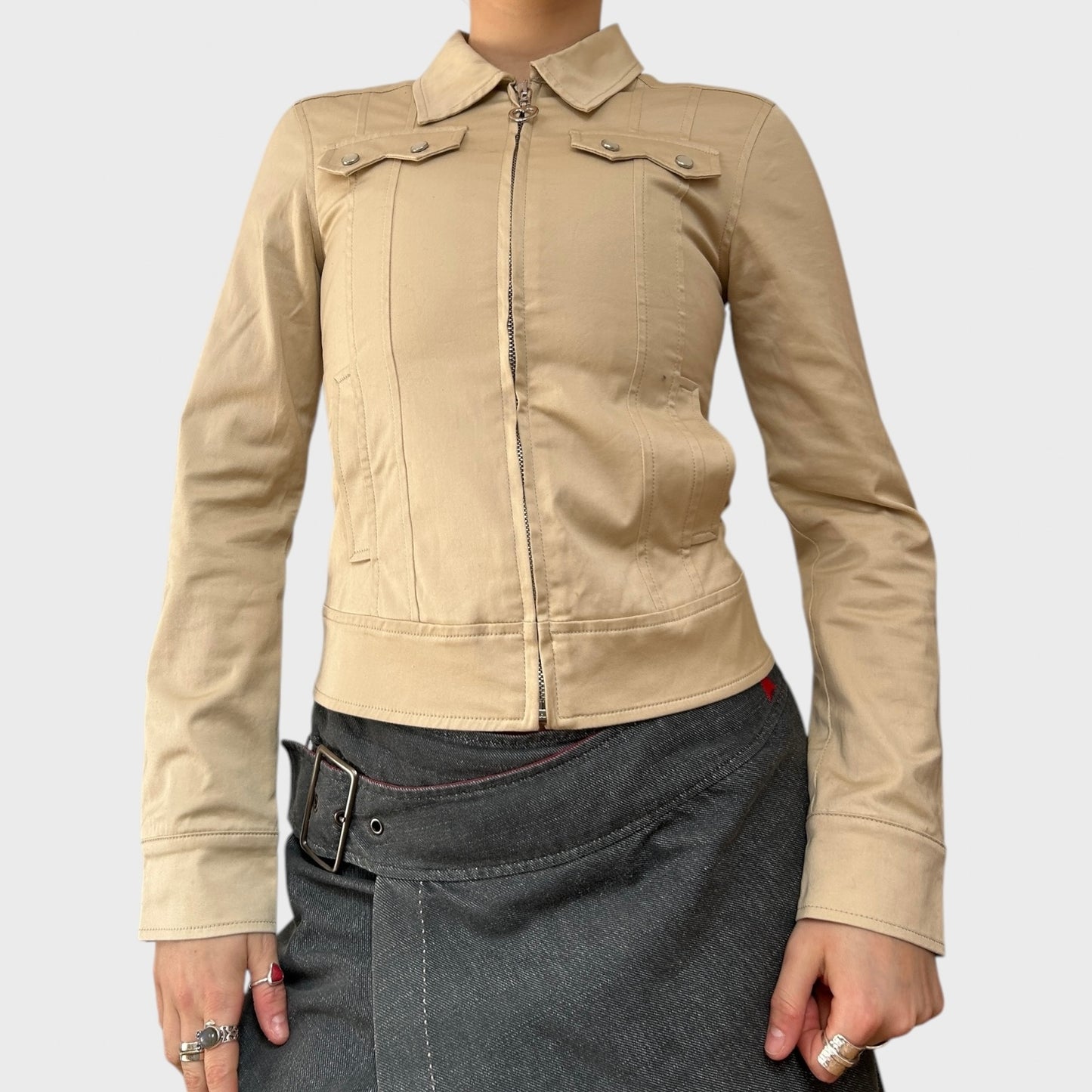 Dolce & Gabbana Zip-Up Cream Jacket