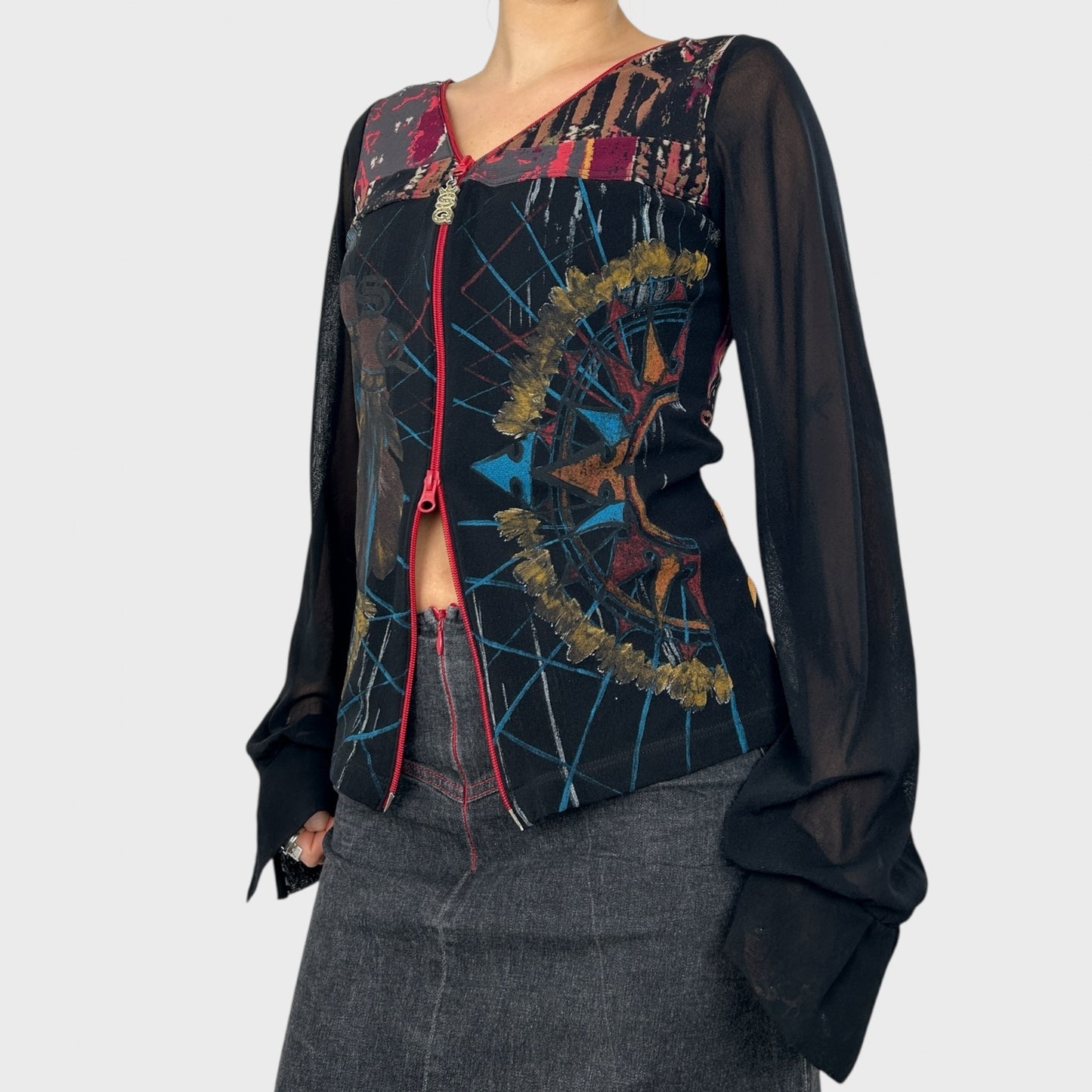 Save the Queen Mesh Double Zip Top - L