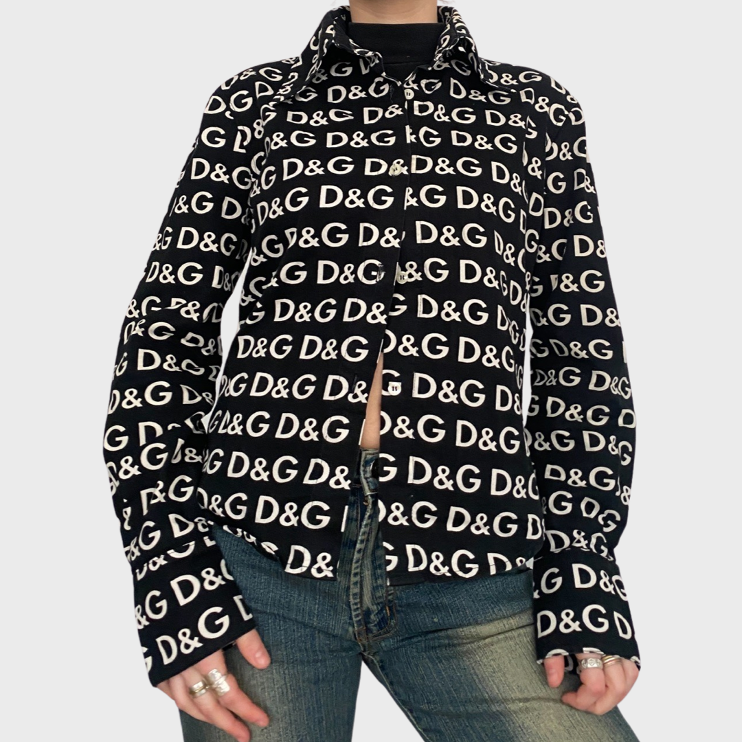 D&G monogram logo button up shirt