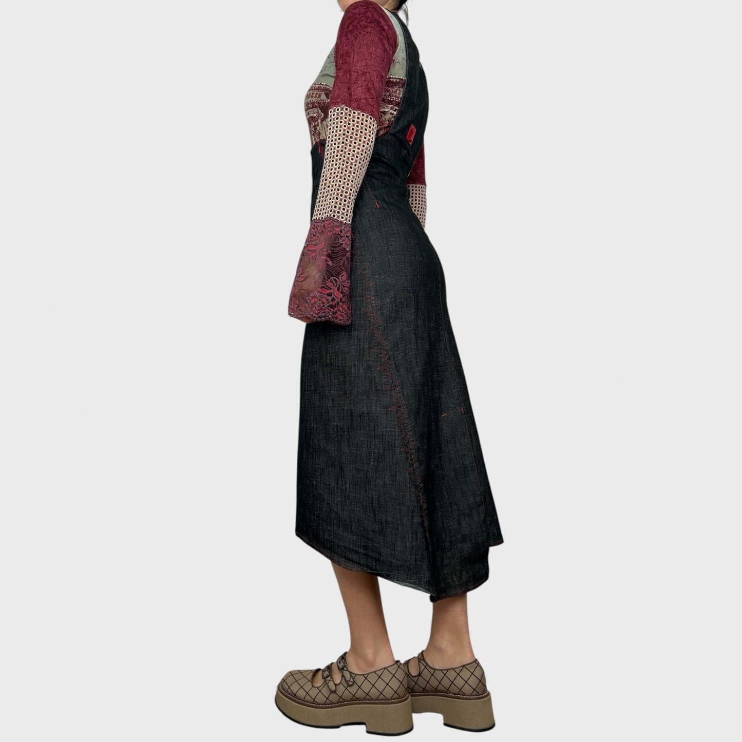 Cop Copine Denim Cut Out Midi Dress - S