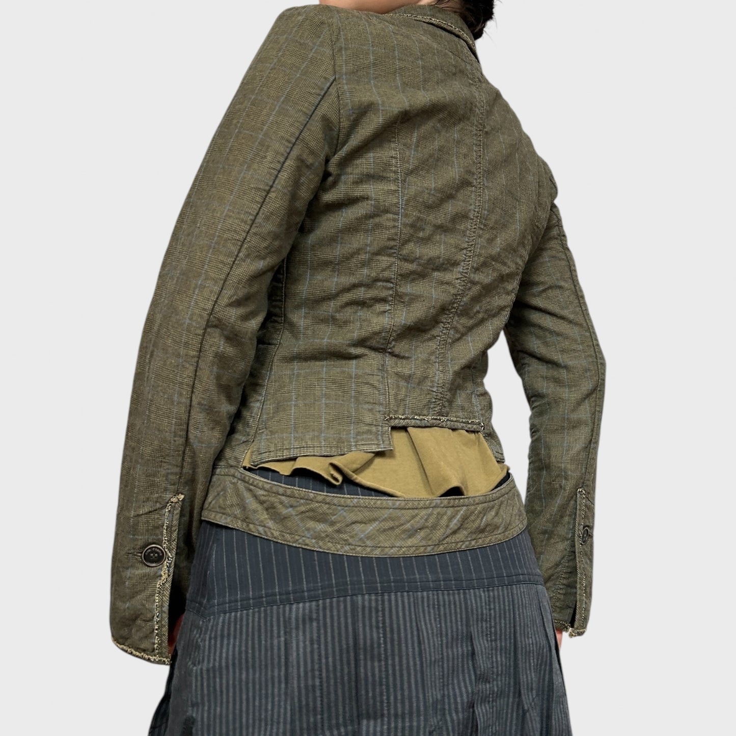Cop Copine Khaki Plaid Button Jacket