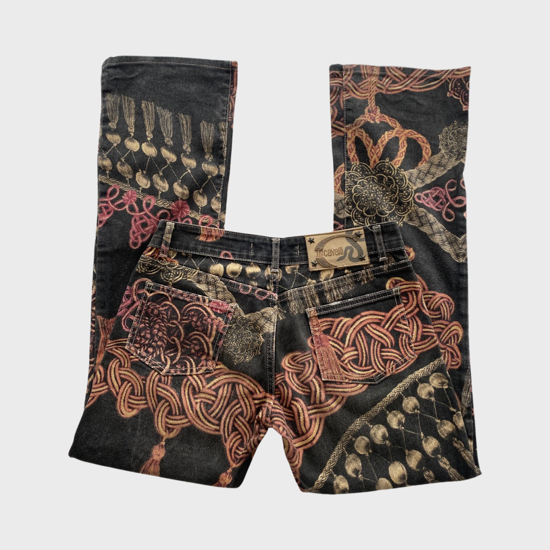 Rare Roberto Cavalli graphic print rope jeans