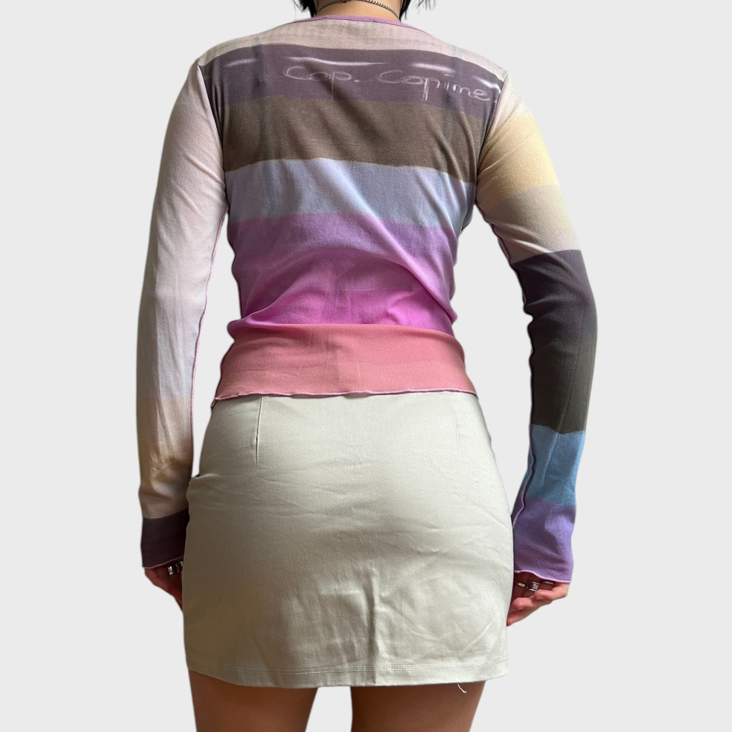 Cop Copine Graphic Mesh Long-Sleeved Top