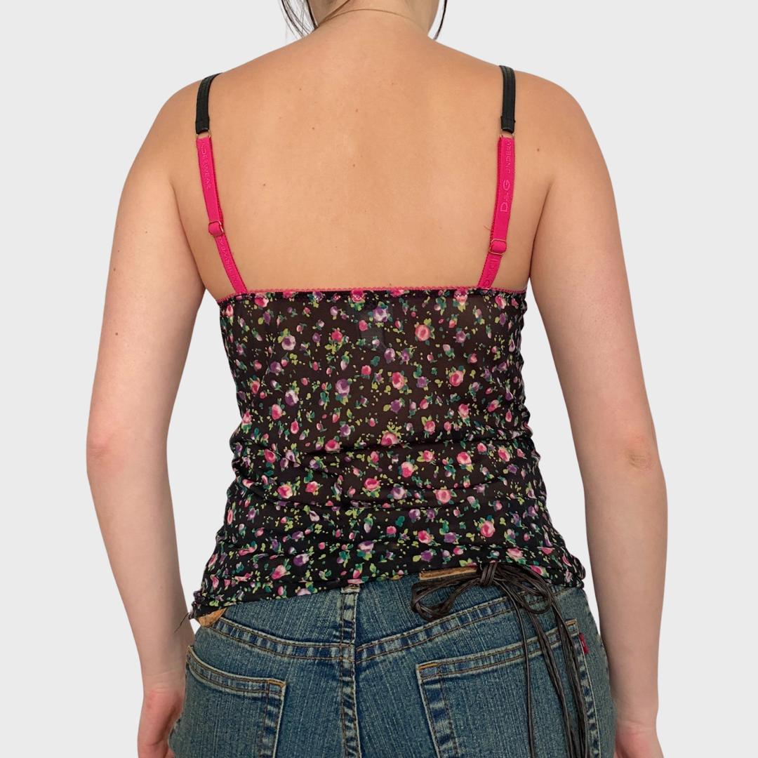 D&G floral mesh lace cami top