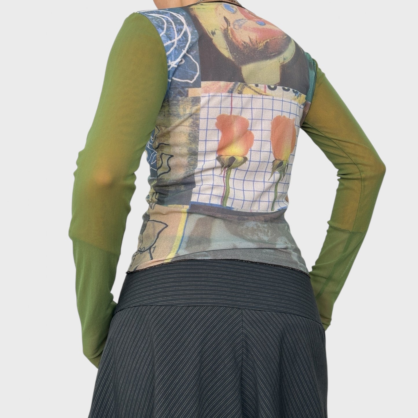 Cop Copine Graphic Print Mesh Long Sleeve Top - S/M