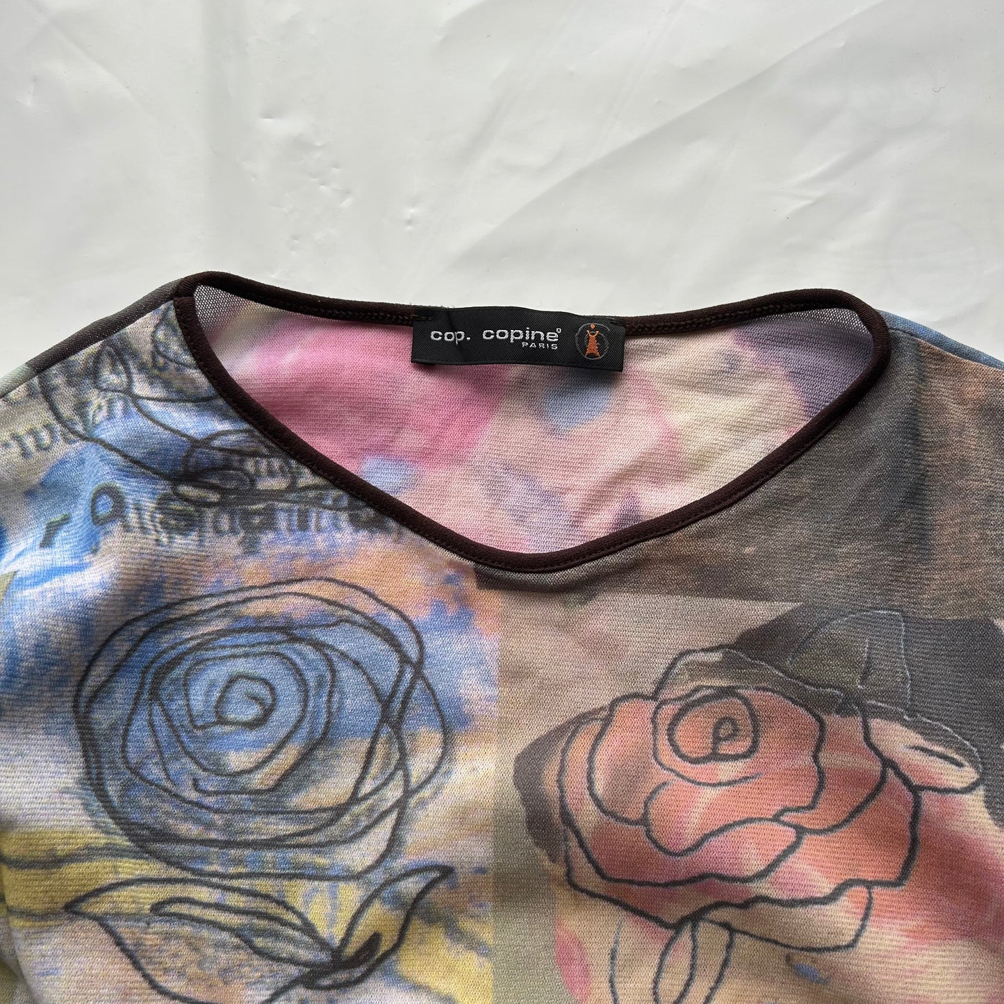 Cop Copine Graphic Print Mesh Long Sleeve Top - S/M