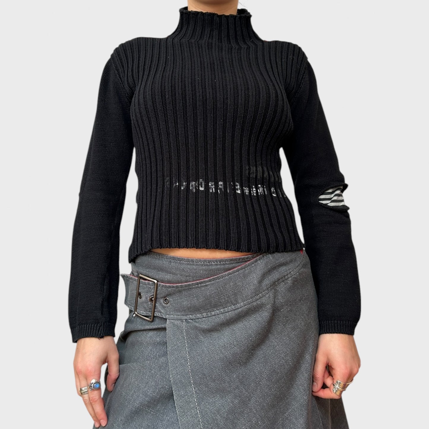Vintage Cop Copine Bi-Material High Neck Jumper