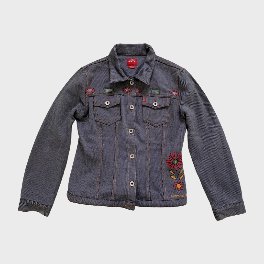 Colourful denim jacket hot sale