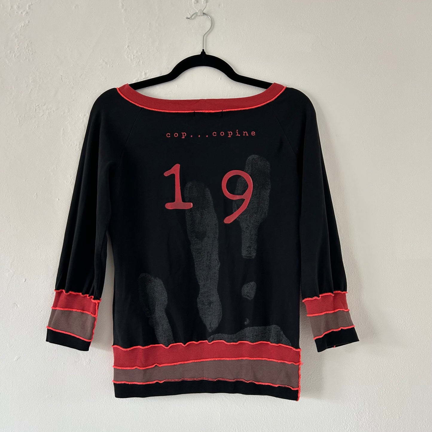 Cop Copine Black & Red Slouchy Graphic Top - Size S