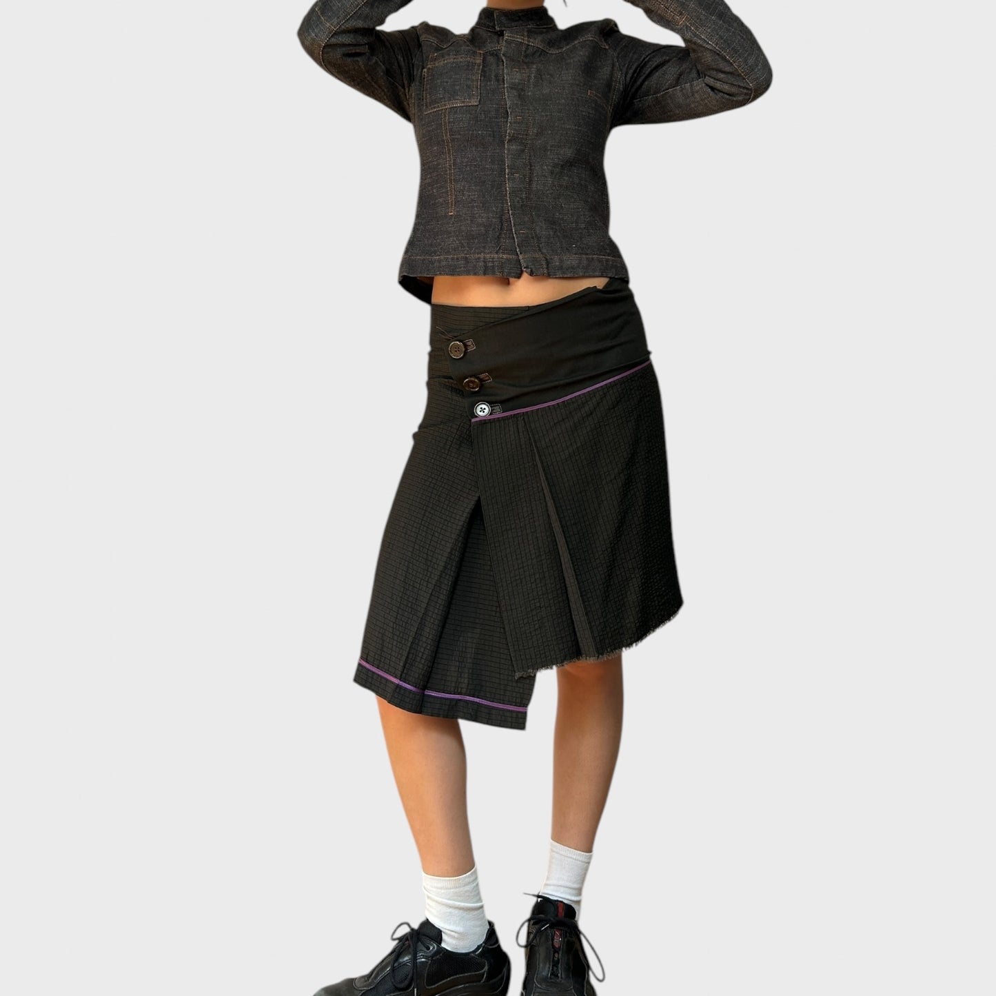 Cop Copine Asymmetric Pinstripe Wrap Skirt