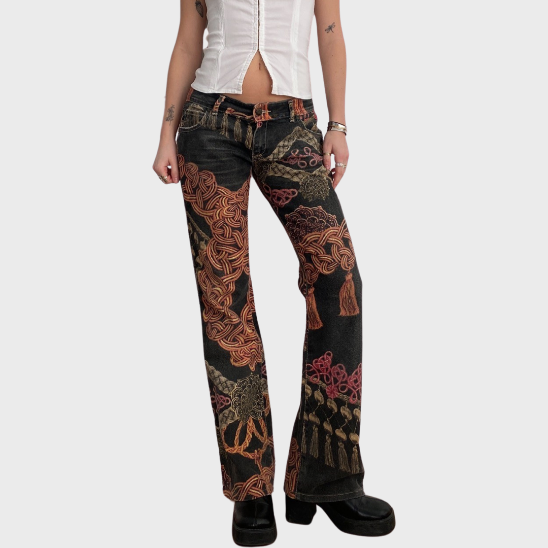 Rare Roberto Cavalli graphic print rope jeans