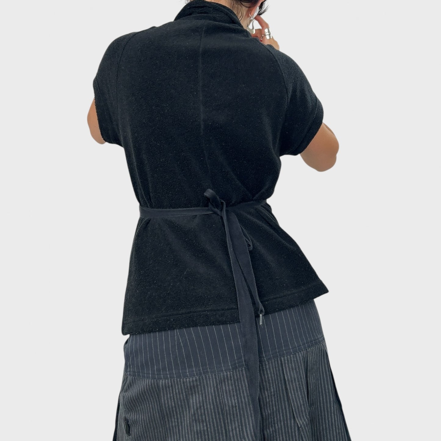 Cop Copine Black Fleece Wrap Top - M