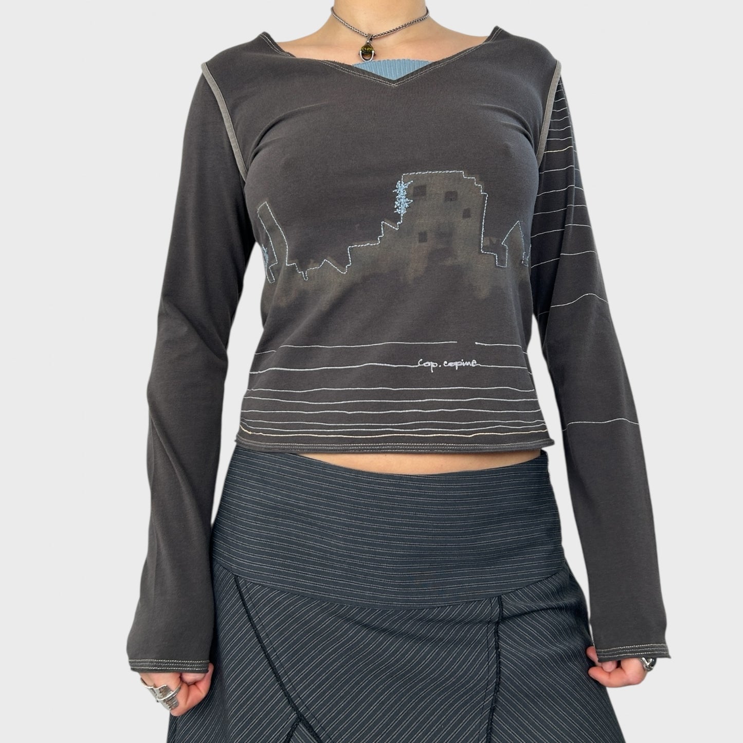 Cop Copine Graphic Long Sleeve Top - S