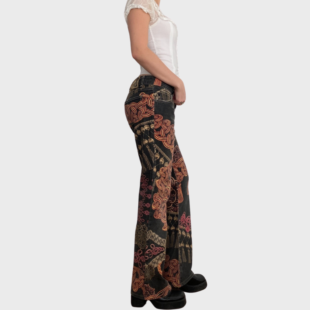 Rare Roberto Cavalli graphic print rope jeans