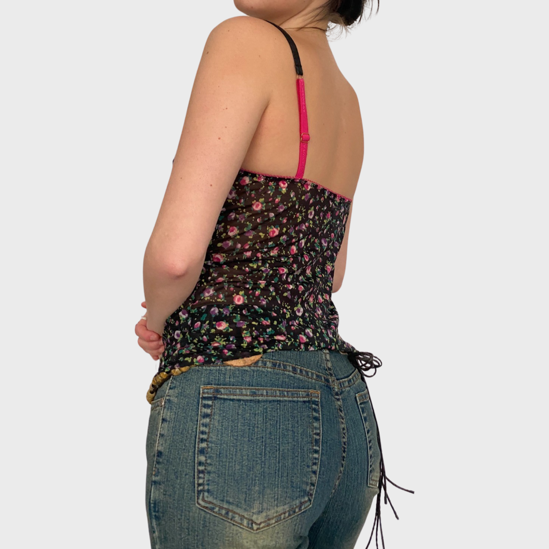 D&G floral mesh lace cami top