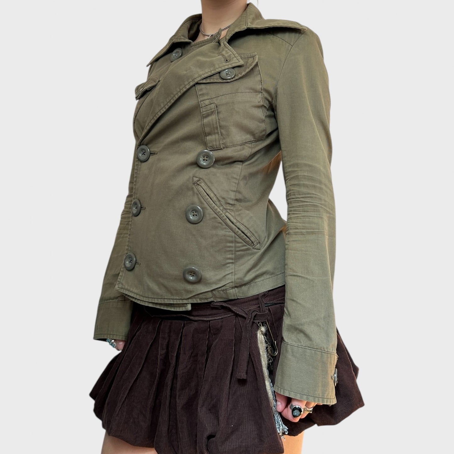 Diesel Khaki Button-Up Utility Jacket