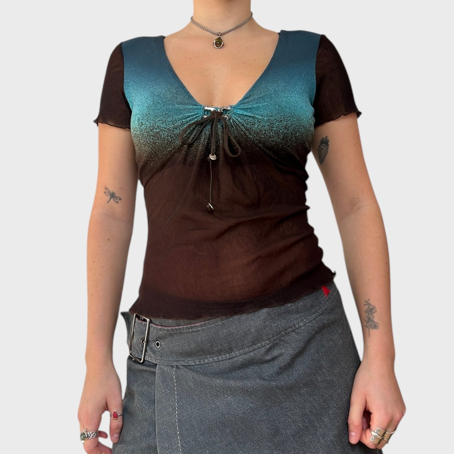 Roberto Cavalli Mesh Short Sleeve Top