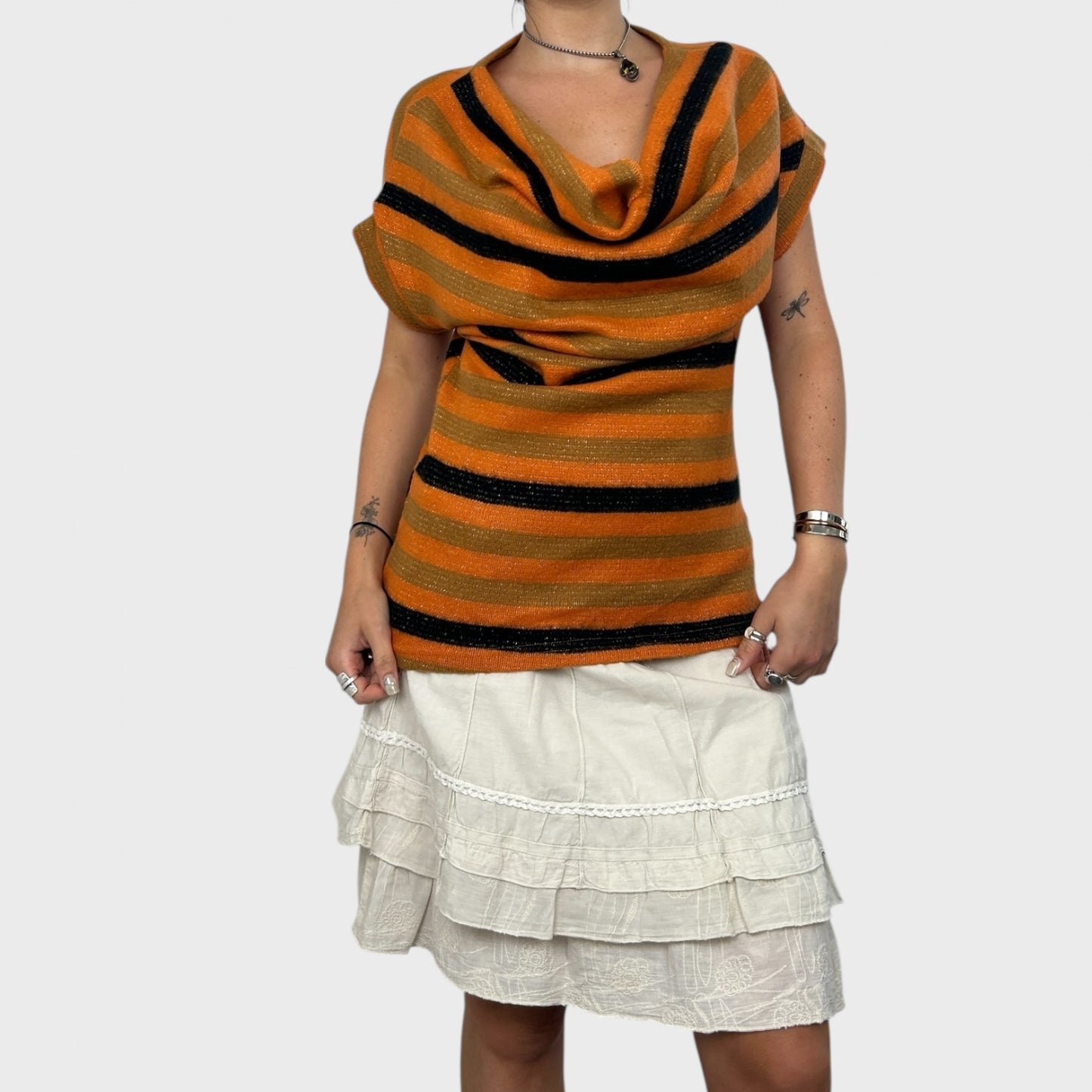 Orange Striped Slouchy Jumper - S/M
