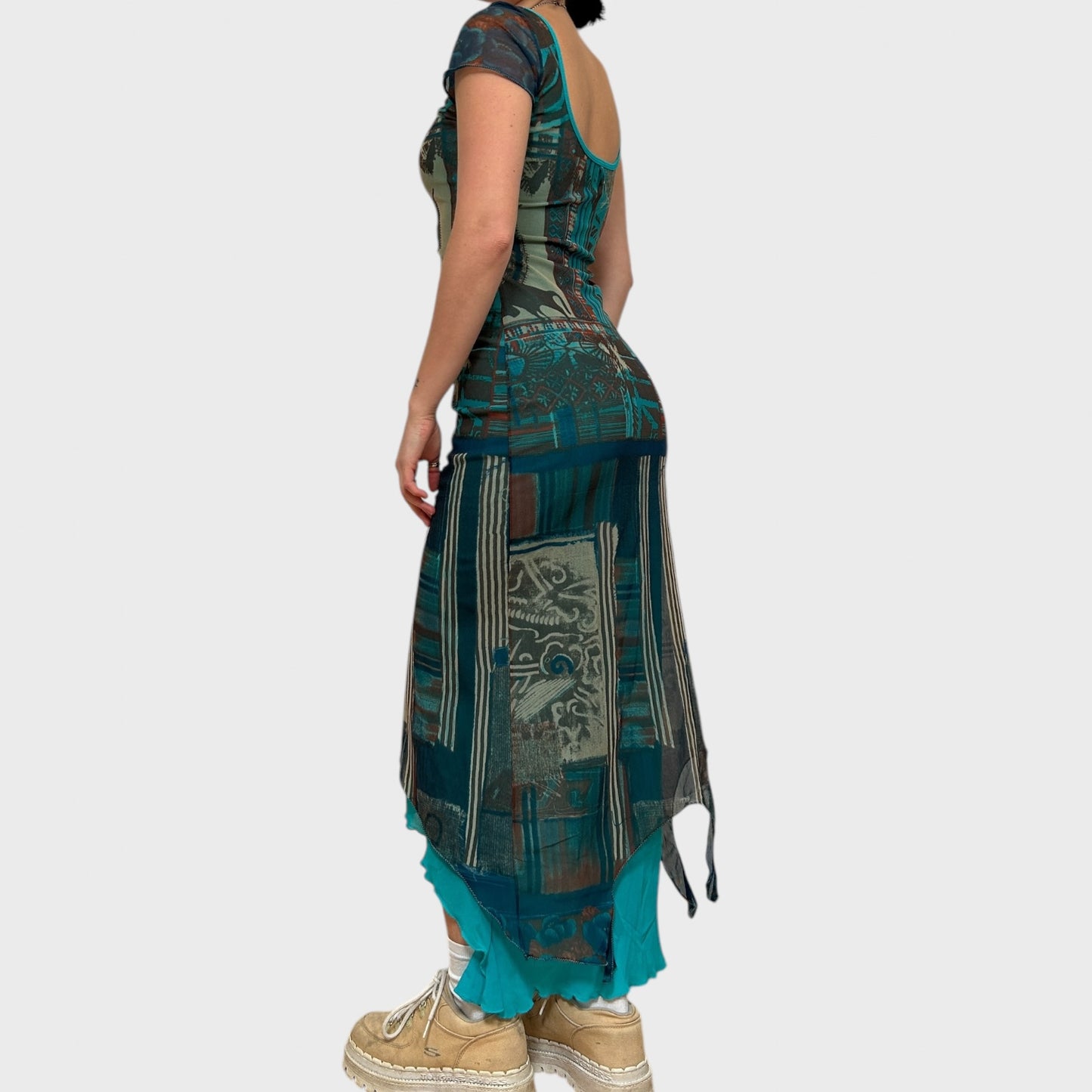 Rare Save the Queen Graphic Mesh Maxi Dress