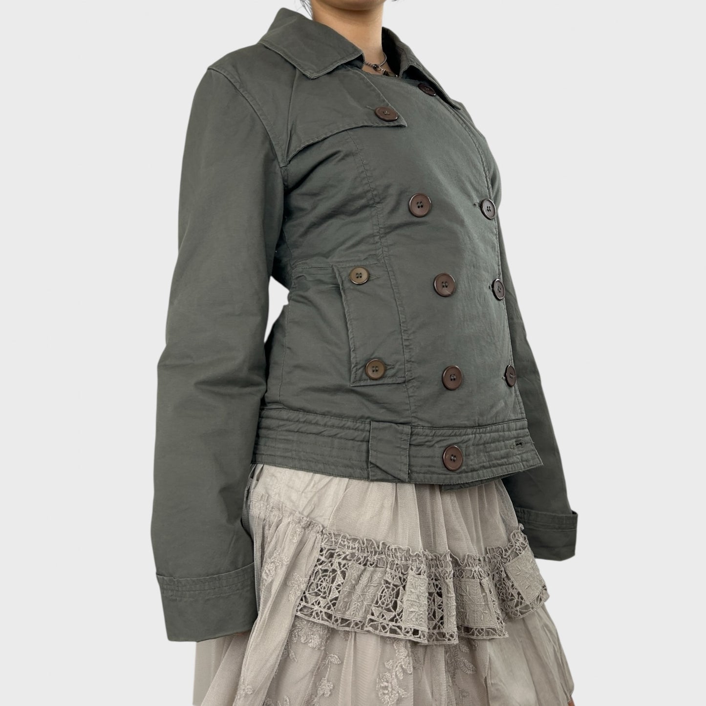 Khaki Button-Up Jacket - M