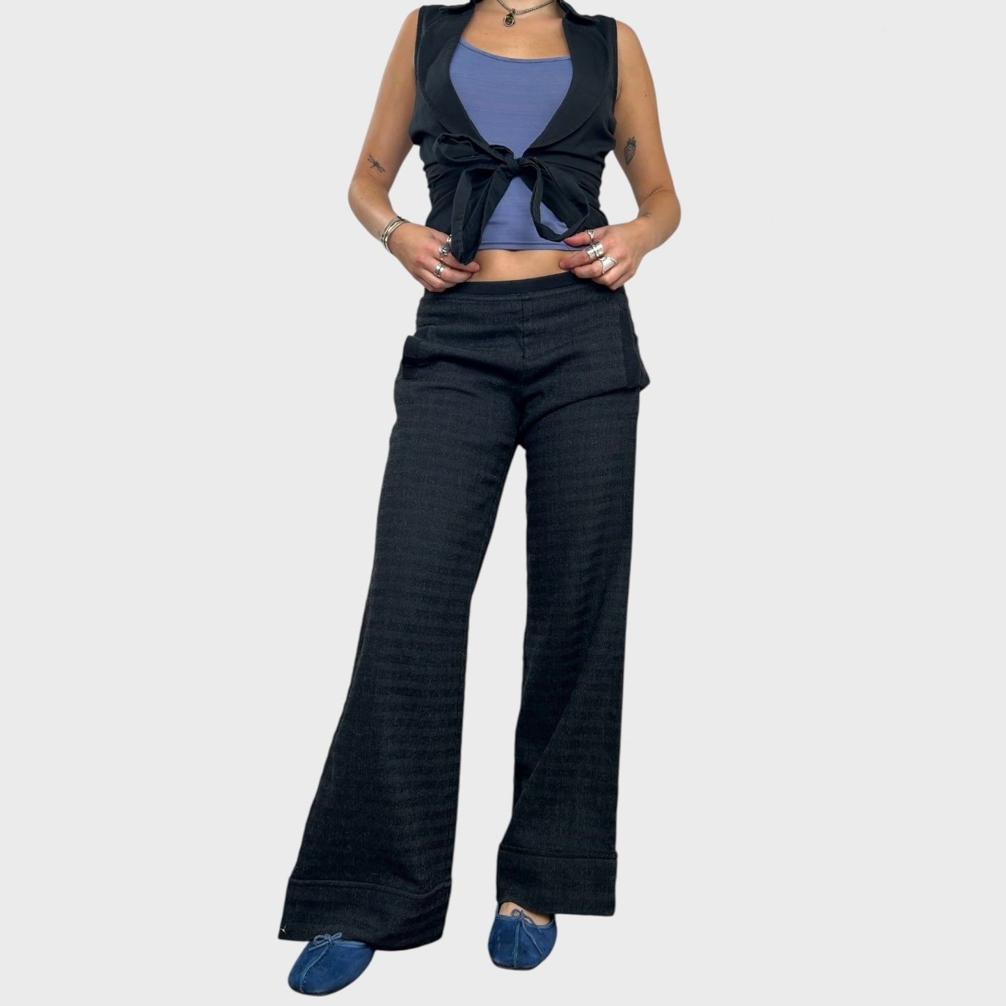 Cop Copine Thick Check Wide Leg Trousers - S/M