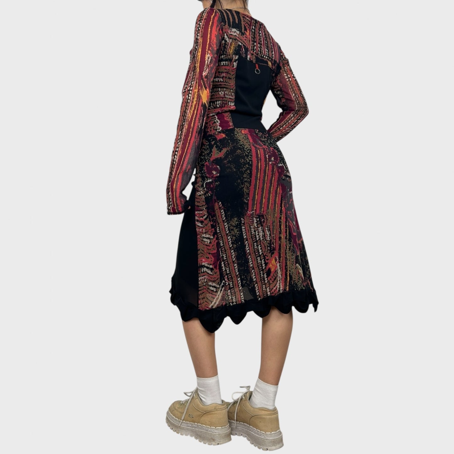 Save The Queen Graphic Zip-Up Midi Dress - L