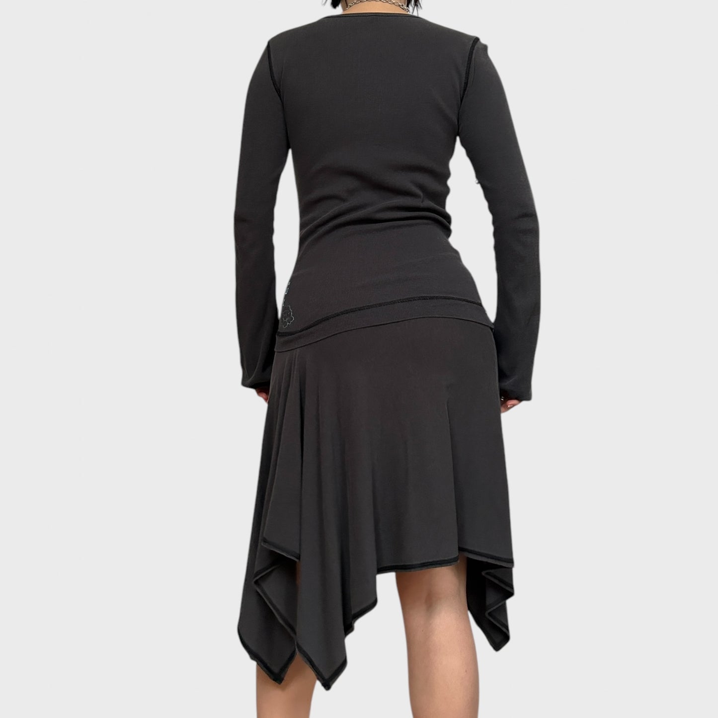 Cop Copine Drop Waist Asymmetric Button-Up Dress