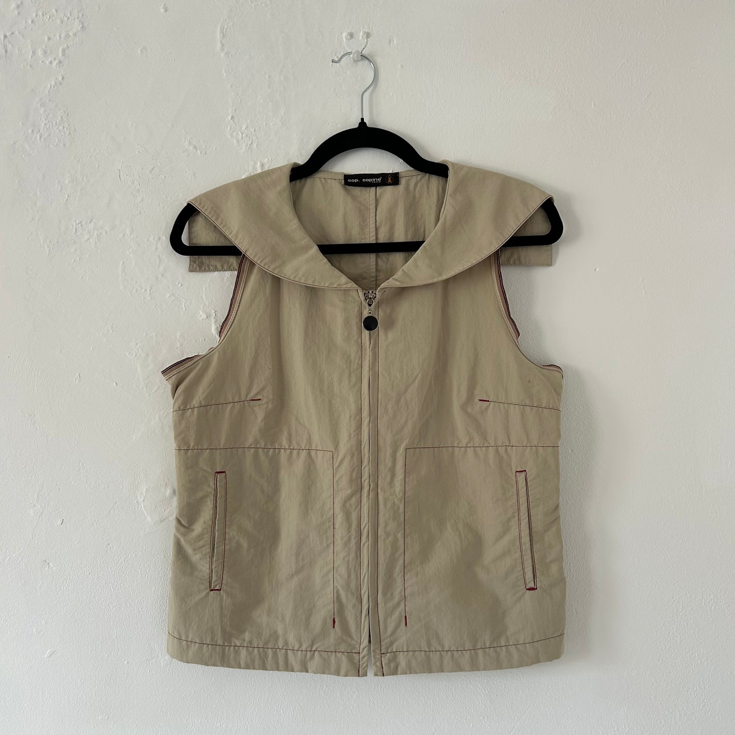 Cop Copine Beige Zip-Up Sleeveless Jacket - Size M