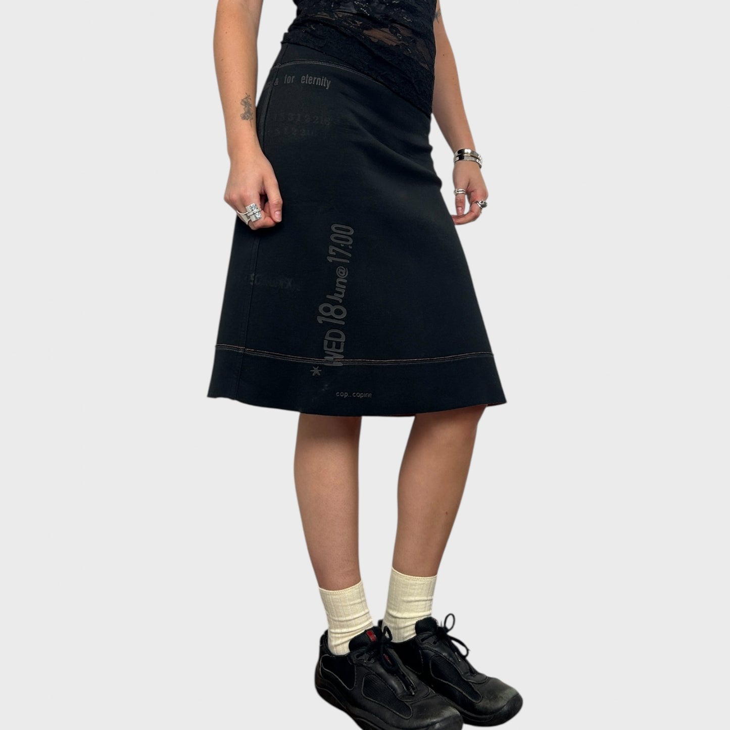Cop Copine Graphic Print Midi Skirt - S/M