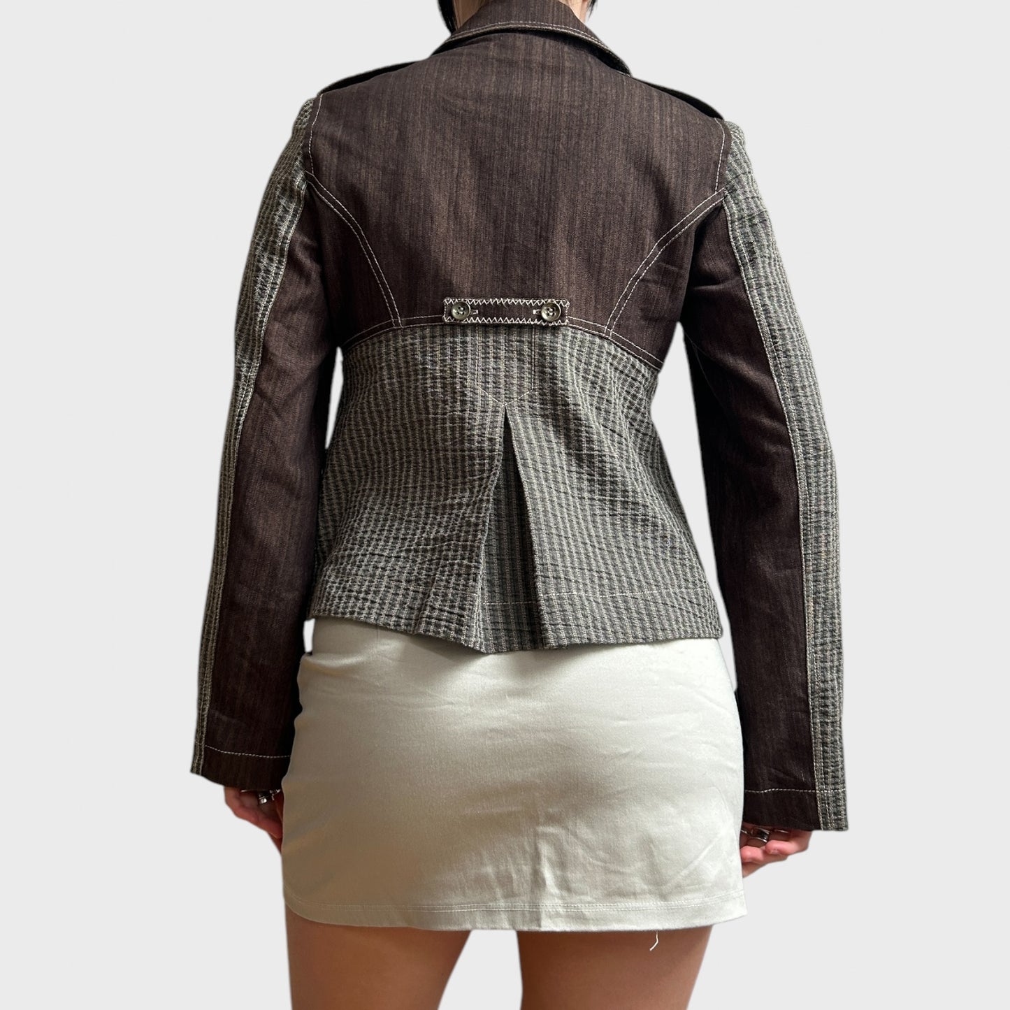 Striped Button-Up Double-Breasted Jacket