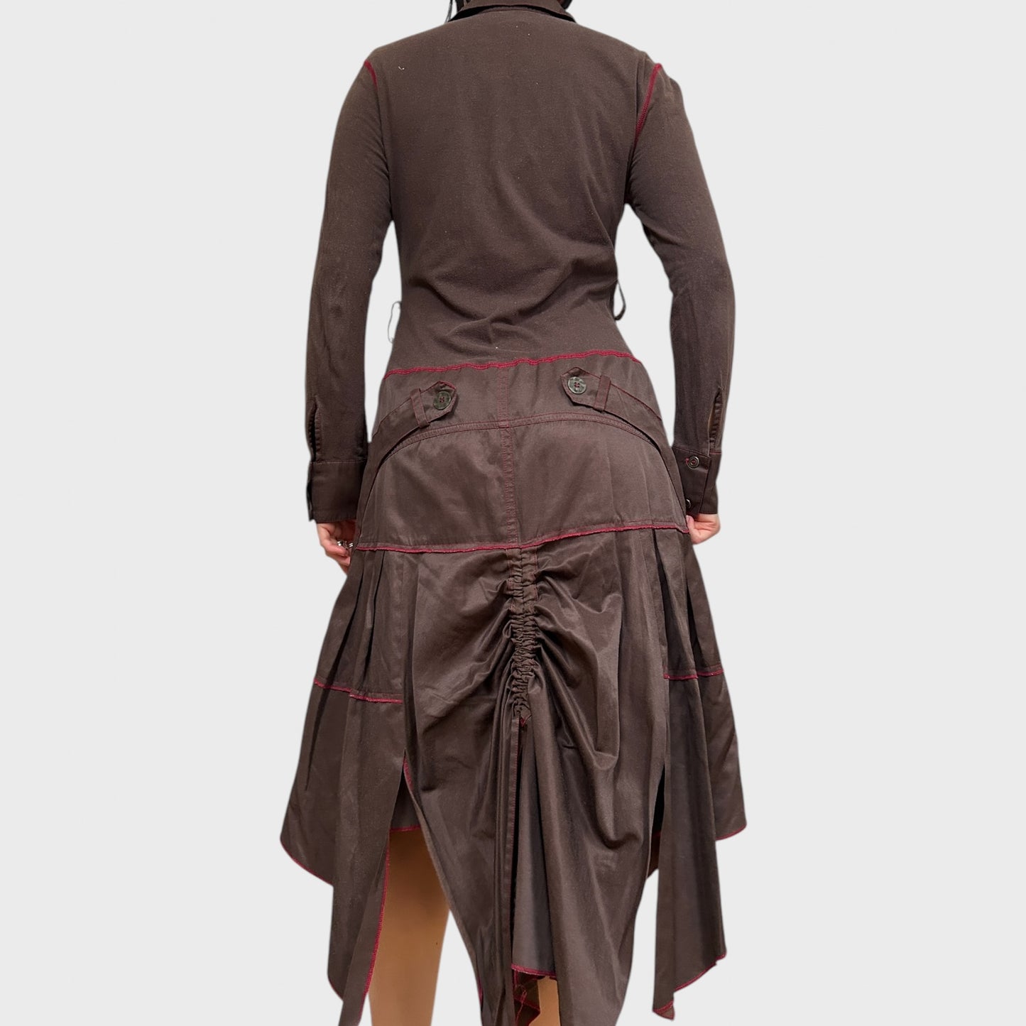 Vintage Button-Up Collared Midi Dress