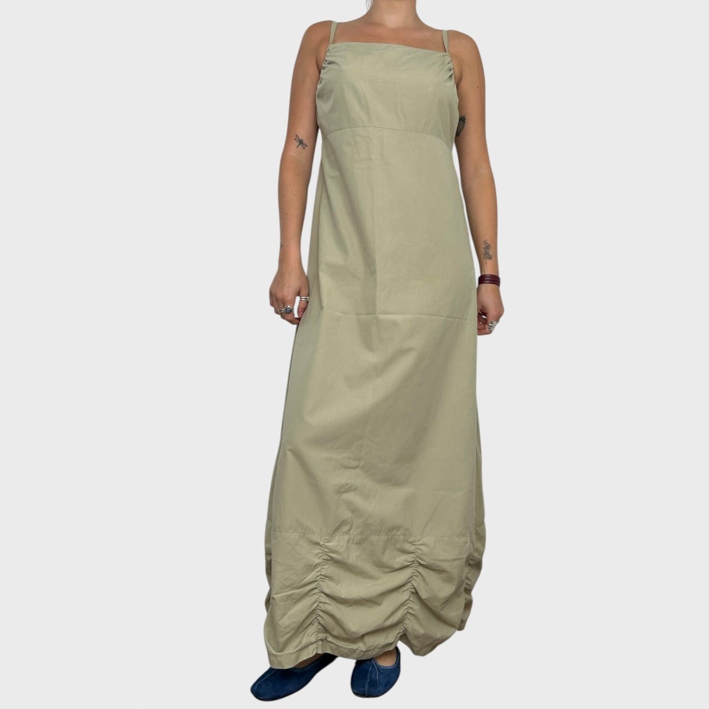 Cop Copine Beige Ruched Maxi Dress - M