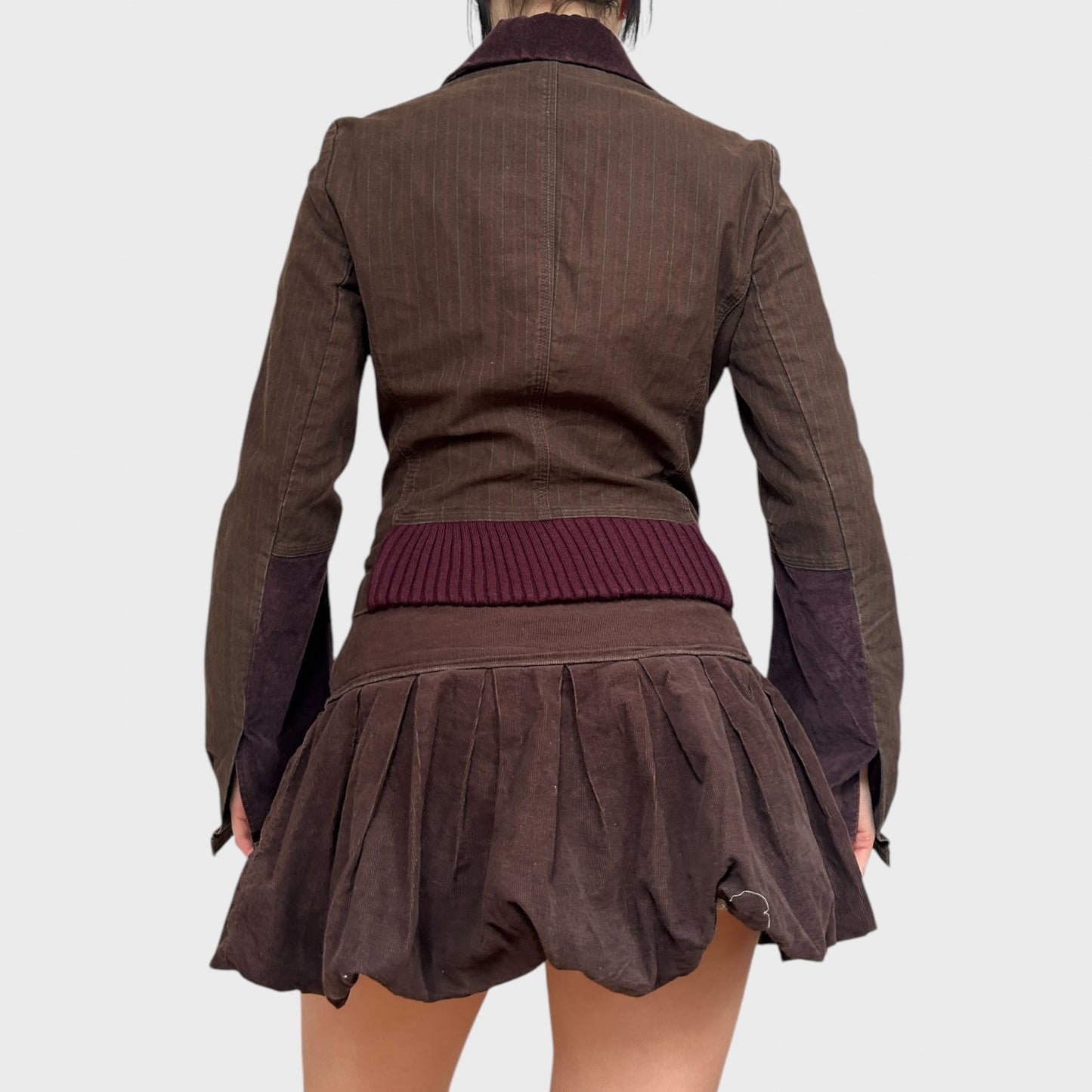 Vintage Button-Up Brown Pinstripe Steampunk Jacket
