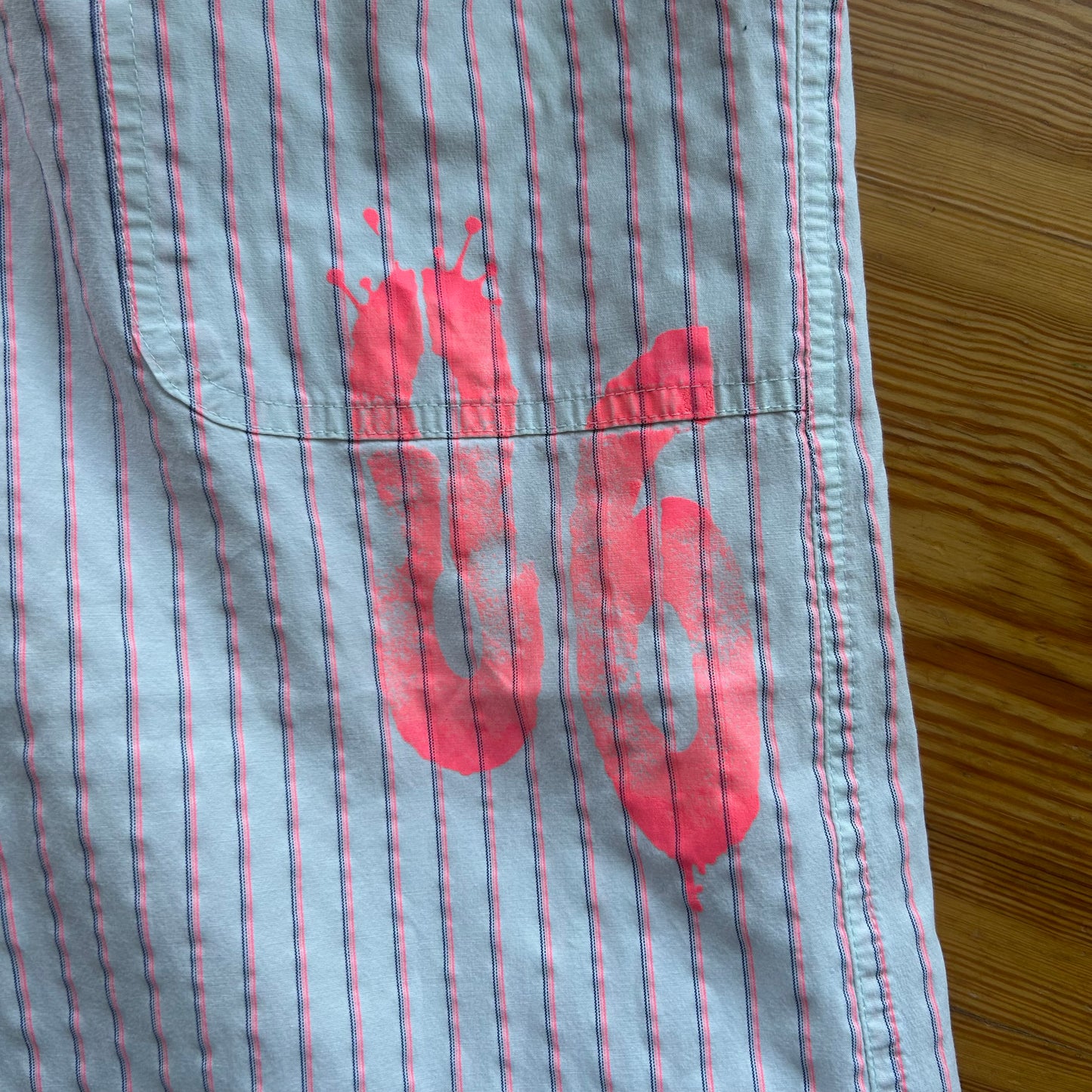 Cop Copine White & Pink Striped Capri Trousers - S