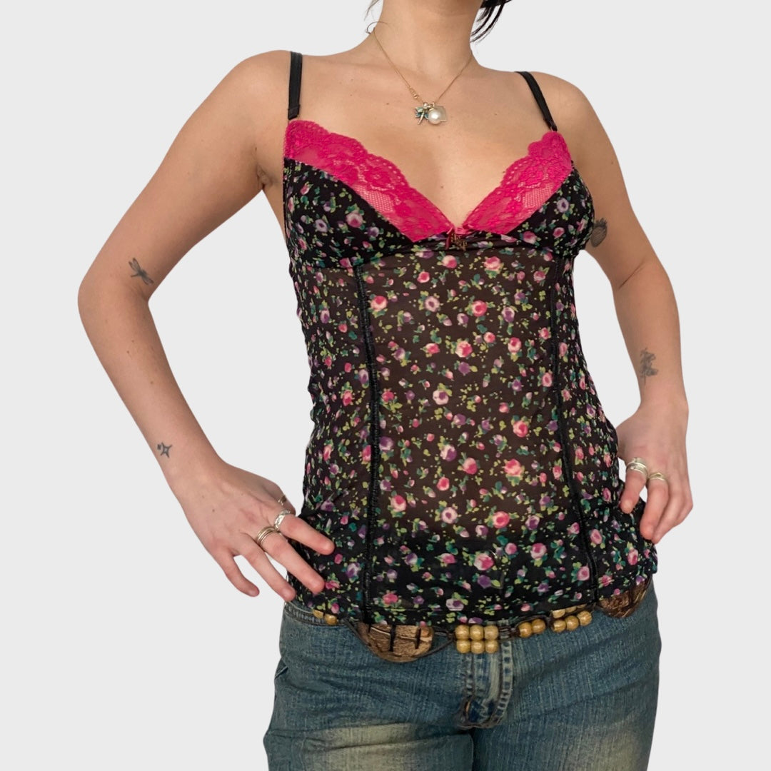 D&G floral mesh lace cami top