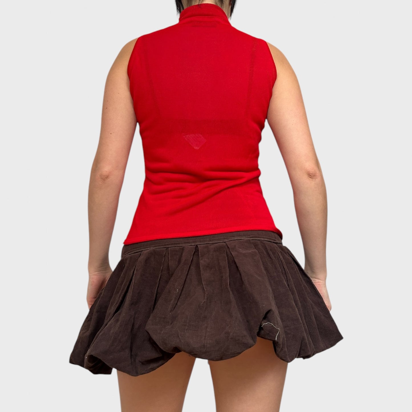 Versace Red Slinky High Neck Top