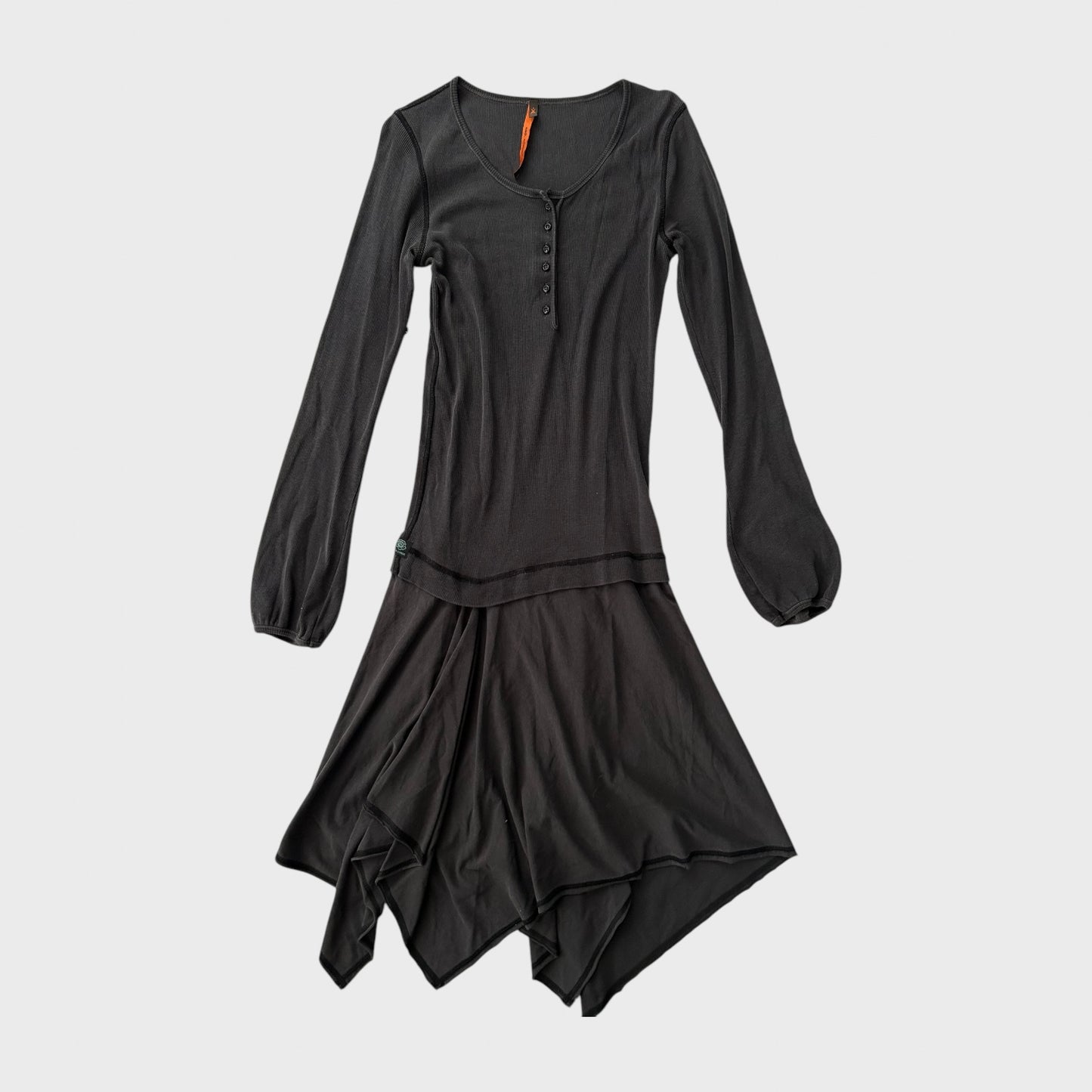 Cop Copine Drop Waist Asymmetric Button-Up Dress