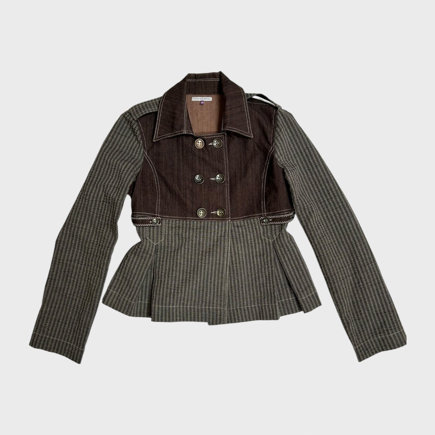 Striped Button-Up Double-Breasted Jacket