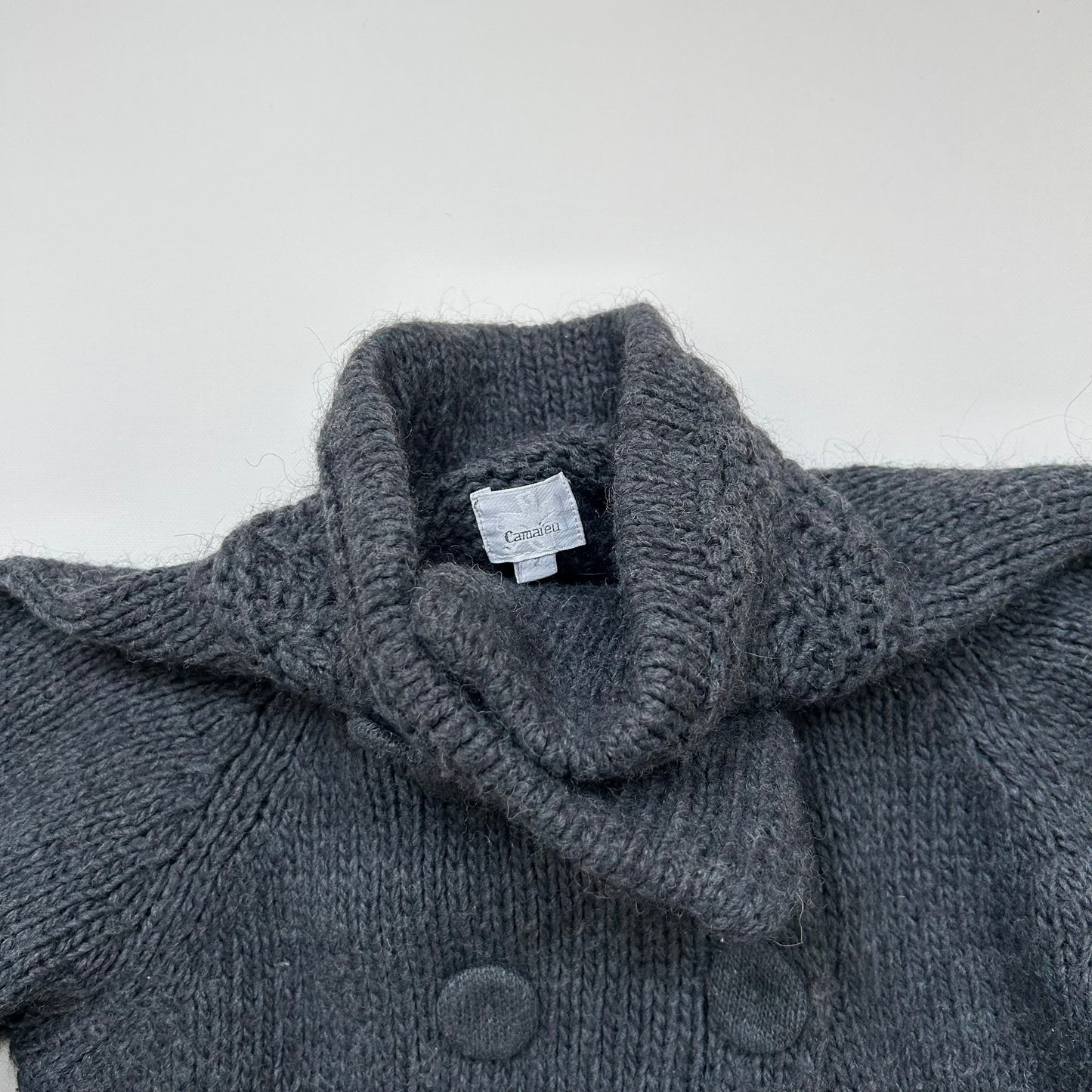 Grey Knit Button-Up Cardigan