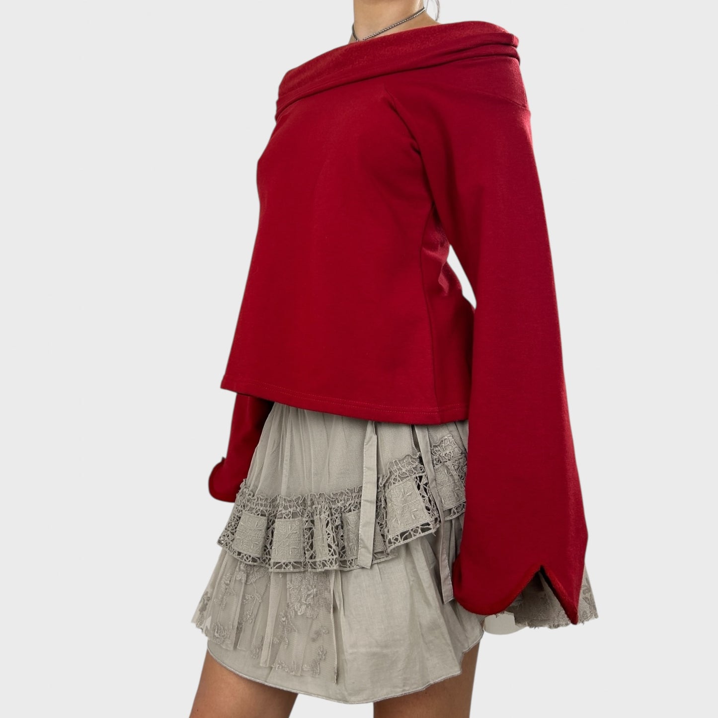 Cop Copine Red Wide Neck Jumper - S/M
