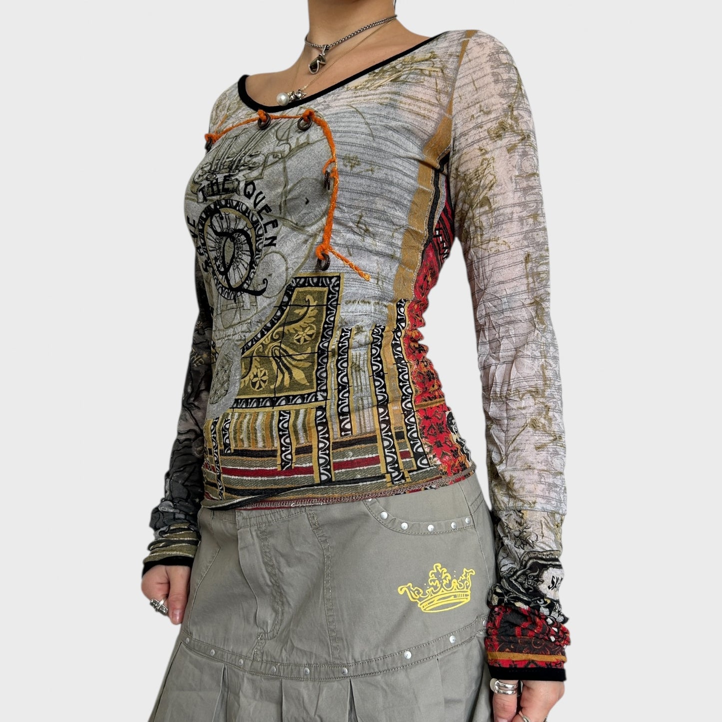 Save The Queen Mesh Long Sleeve Top