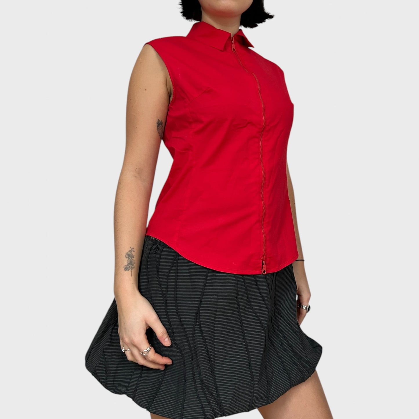 Prada Sport Red Fitted Sleeveless Double Zip Top