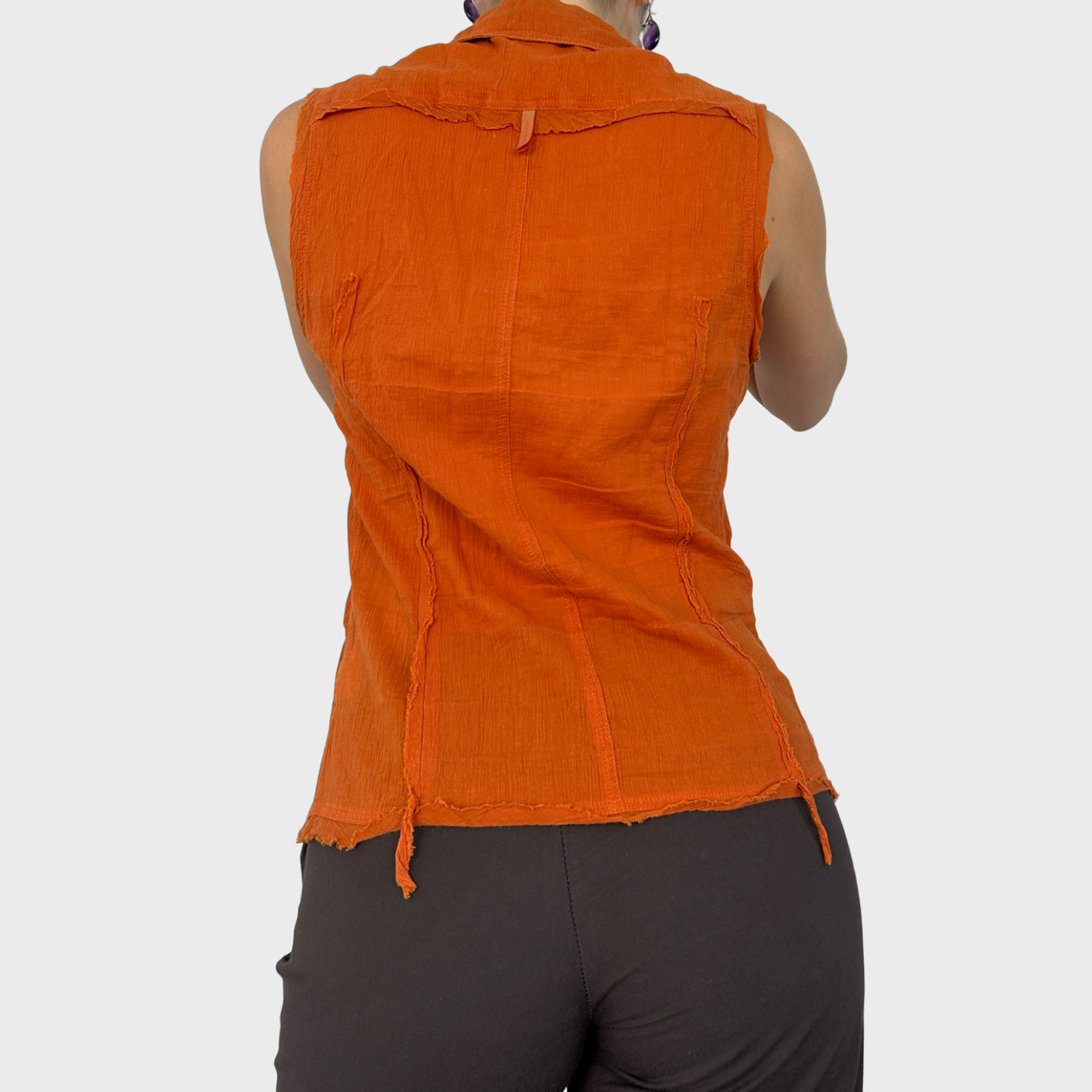 Cop Copine Orange Sleeveless Blouse - S/M