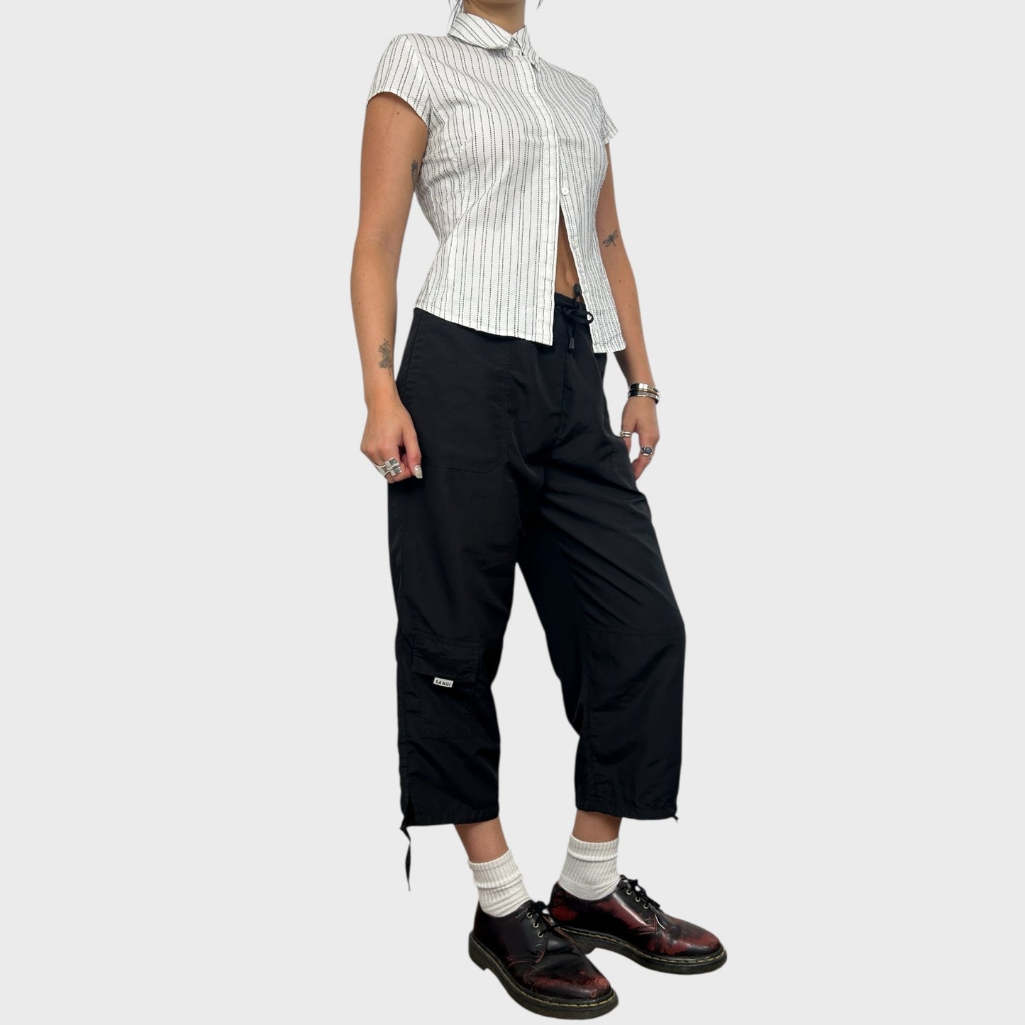 Black Sporty Wide Leg Capris - S