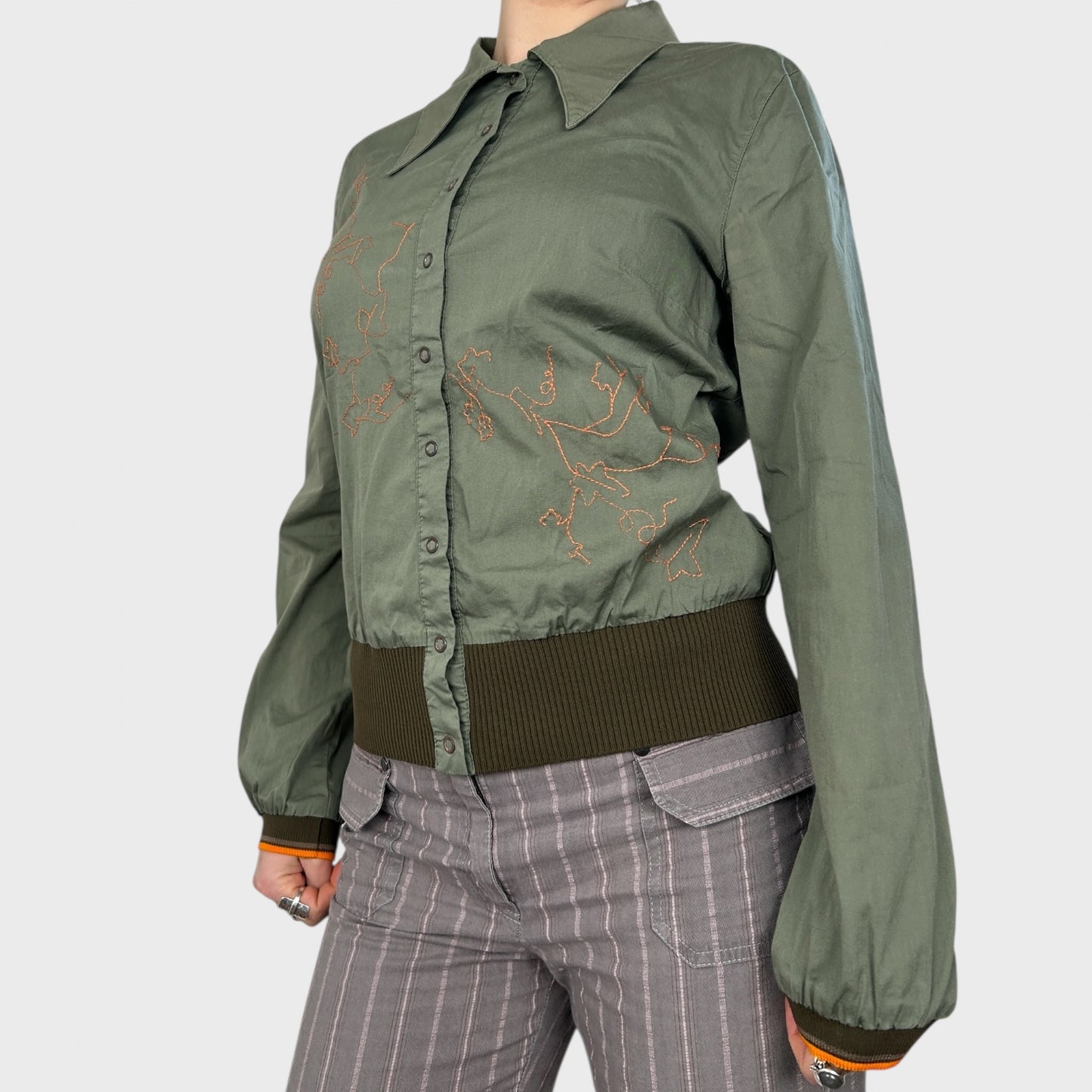 Cop Copine Khaki Button-Up Shirt - M