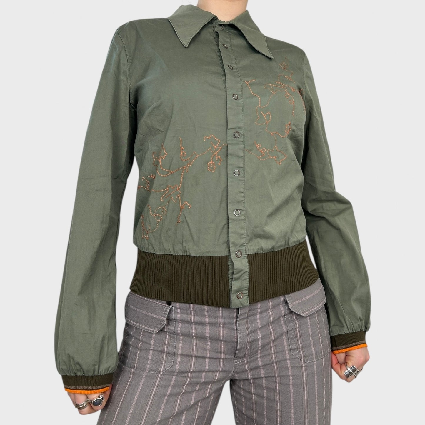 Cop Copine Khaki Button-Up Shirt - M