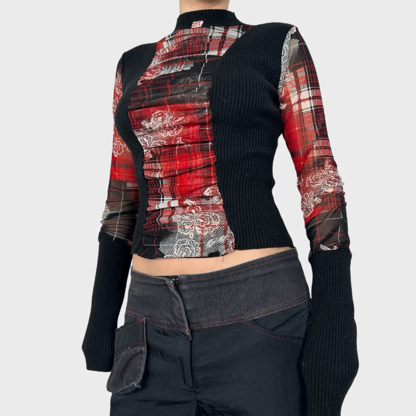 Miss Sixty Bi-Material Long Sleeve Top - S