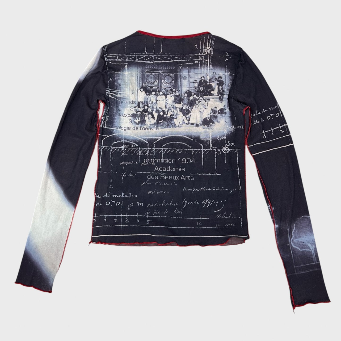 Cop Copine Graphic Paris Print Long Sleeve Mesh Top - S/M